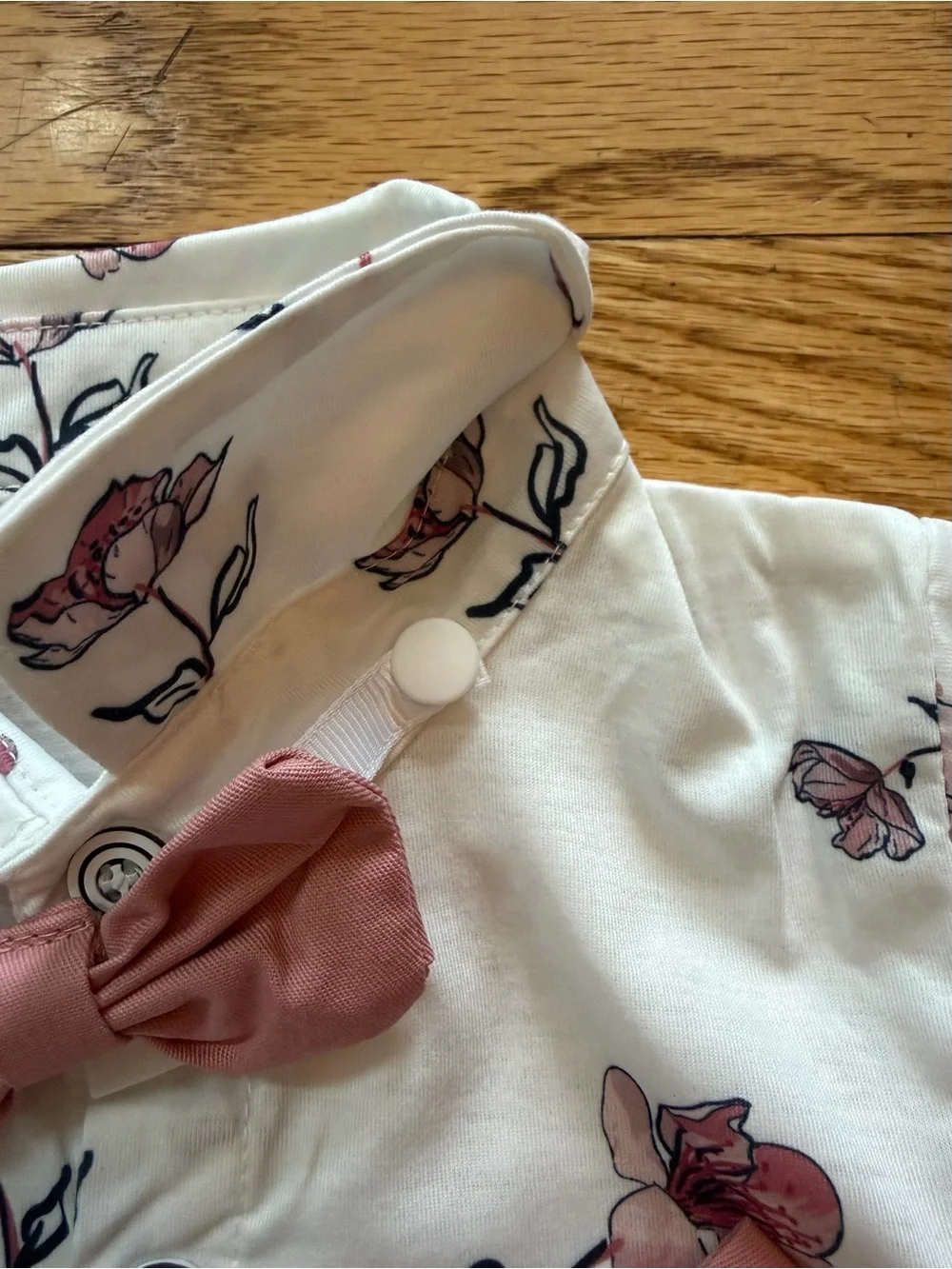 Baby Floral Suspender Outfit Set w/ Bow Tie & Hat | 4-Piece